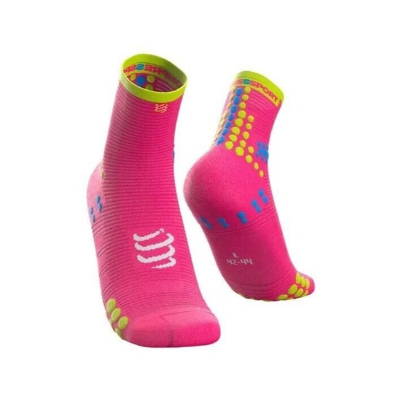 Compressport Pro Racing Socks v3.0 Pink And Yellow Size  US 6.5 - 8 New - Picture 1 of 2